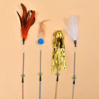 HKM-555219 Interactive 64CM Cat Wand with Premium Spring and Feather Tease, Perfect for Engaging Playtime
