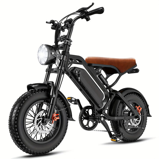 HKM-8271315 250W Retro Fat Tire E-Bike, 48V 18Ah Battery, 16 mph, IP66 Waterproof, Step-Through