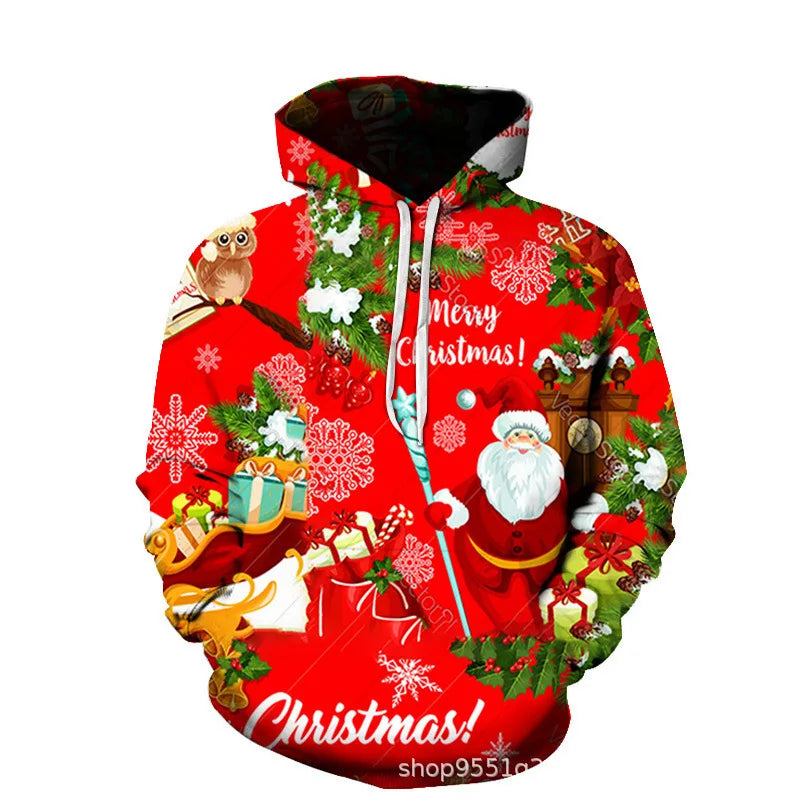 HKM-882771 Christmas Sweatshirt Long Sleeves Hoodie 3D Printed Casual Hooded Sweatshirt OEM Custom logo Clothing
