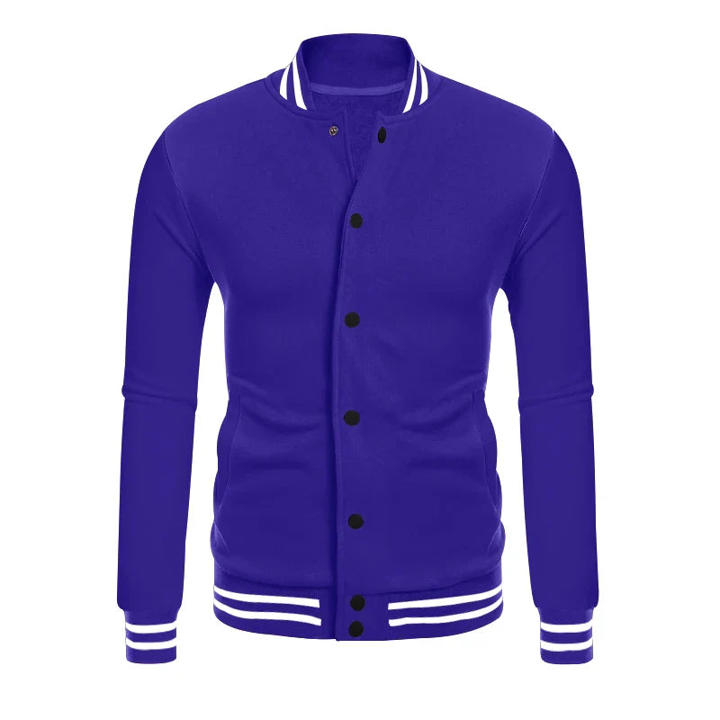HKM-227411 Men's Customized Baseball Jacket Varsity Messenger With Buttoned Lapel Jacket Bombardment Lightweight Men's Jacket