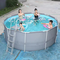 HKM-405395 Above Ground Metal Frame Swimming Pool for Kids and Family Use in Outdoor Gardens