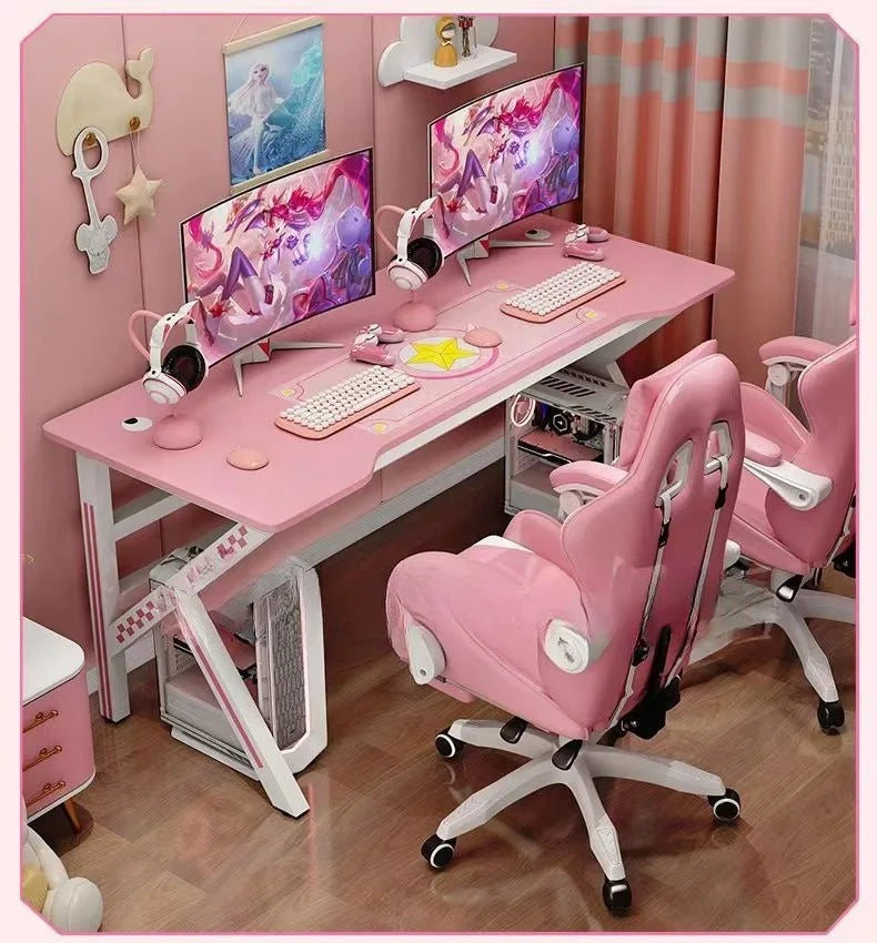 KTX-052691 Adjustable Pink Metal Gaming and Home Office Table