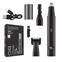 HKM-012627 Rechargeable 3-in-1 Hair Razor, Beard Shaver, and Nose Trimmer for Men