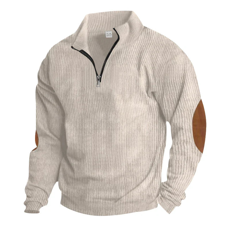 HKM-653395 Men's Corduroy Pullover Sweater Customized Warm Casual Jacket Stand-up Collar Fashion Solid Color Jacket