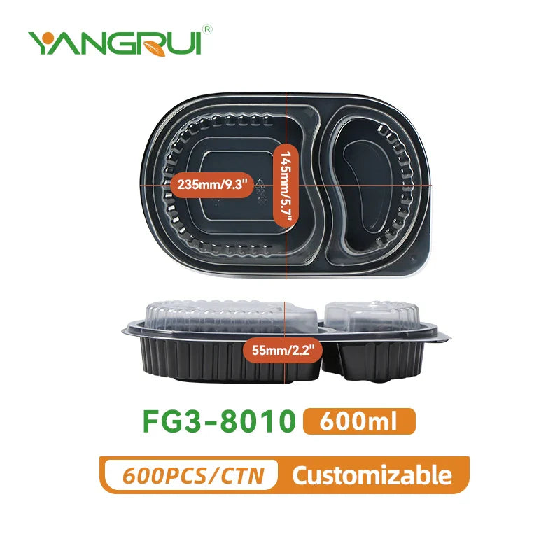 KTX-450387 Microwavable Clear Plastic Food Containers with Lids - Recycled Small Takeout Boxes