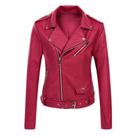 HKM-045459 Women's Short Leather Jacket New Korean Version PU Leather Motorcycle Jacket Stylish Women's Clothing Jacket Custom