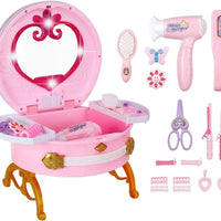 HKM-146195 Portable Princess Vanity Makeup Suitcase for Girls - Mini Dressing Table Playset
