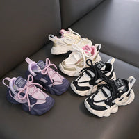 HKM-115603 New Girls Casual Chunky Sports Shoes Children's Thick-Soled Running Sneakers for Spring Students Soft Dad Shoes