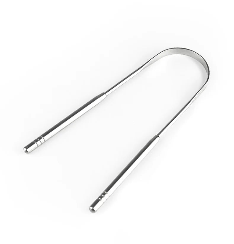 HKM-504147 Stainless Steel U-Shaped Tongue Cleaner Set with Laser Logo - Oral Care Hygiene Kit