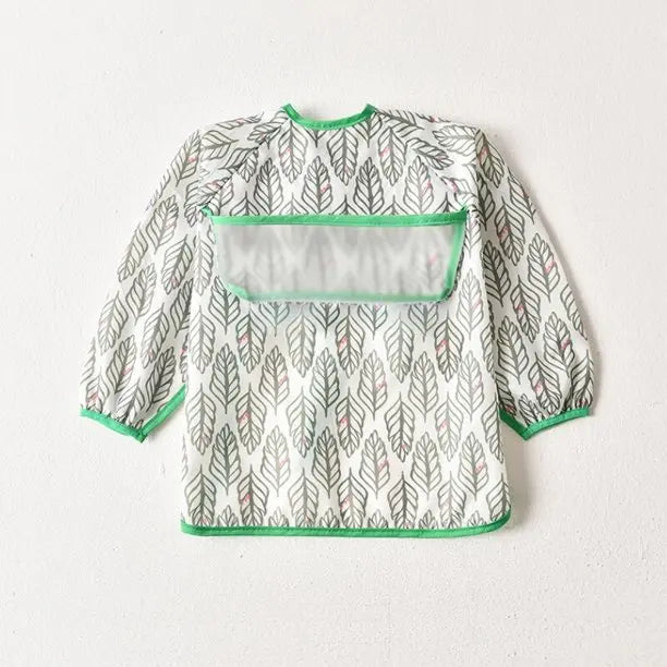 HKM-883923 100% Polyester Waterproof Meal Infant Long Sleeve Baby Bib Wholesale Washable