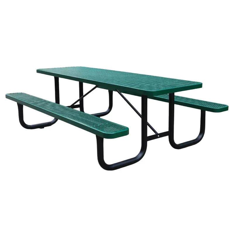 KTX-858387 Commercial Steel Picnic Table and Bench Set for Outdoor Dining and Events