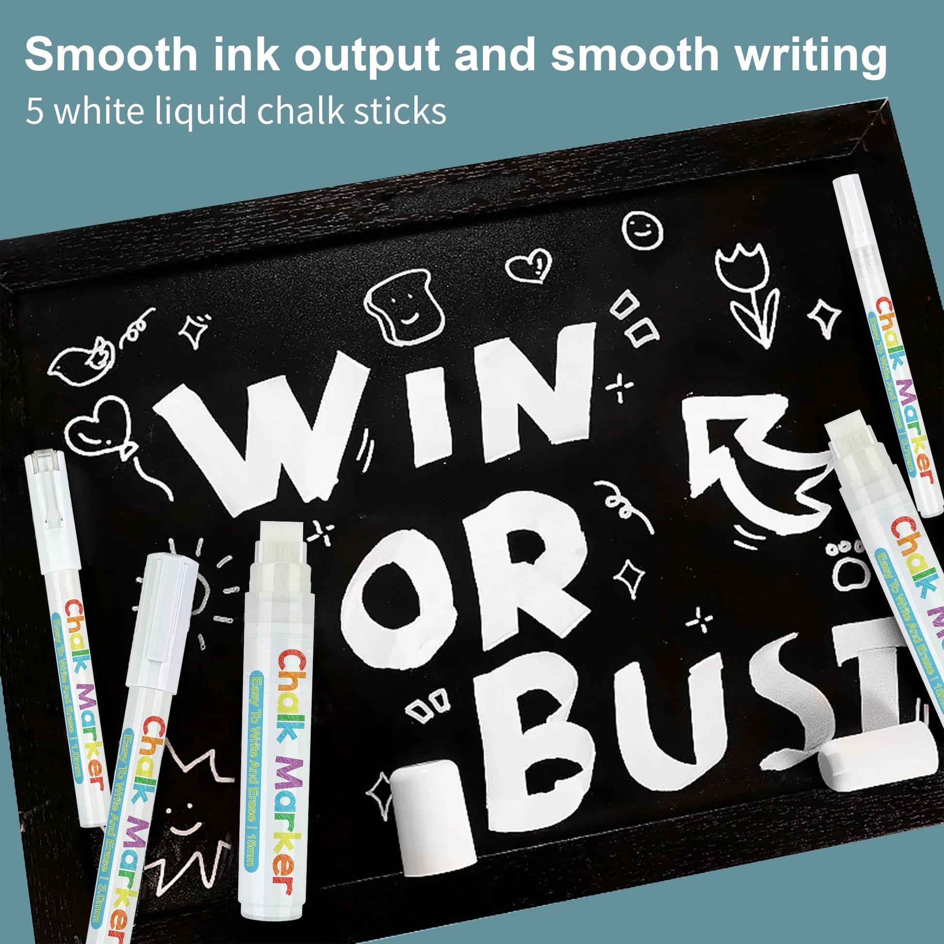 KTX-509715 Water-Based Liquid Chalk Markers, Double-Sided, 15mm Tip, Non-Toxic, 8 Assorted Colours for DIY Art Projects