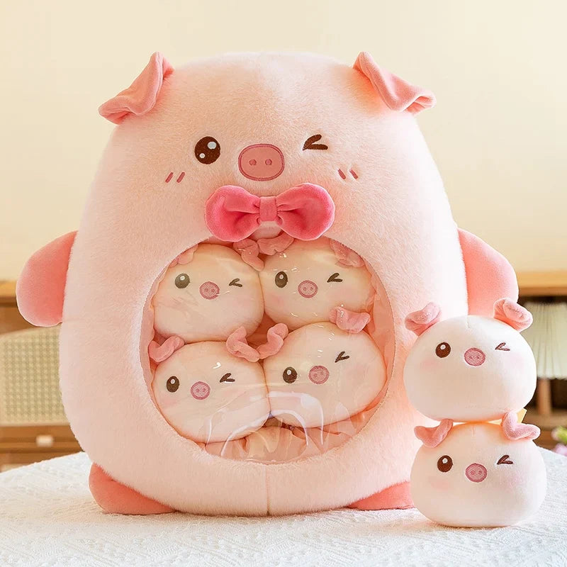 KTX-112211 Mini Capybara Plush Pillow and Soft Doll Collection - Cute Shark Snack Cushion, White Sheep, and Pink Pig Toys