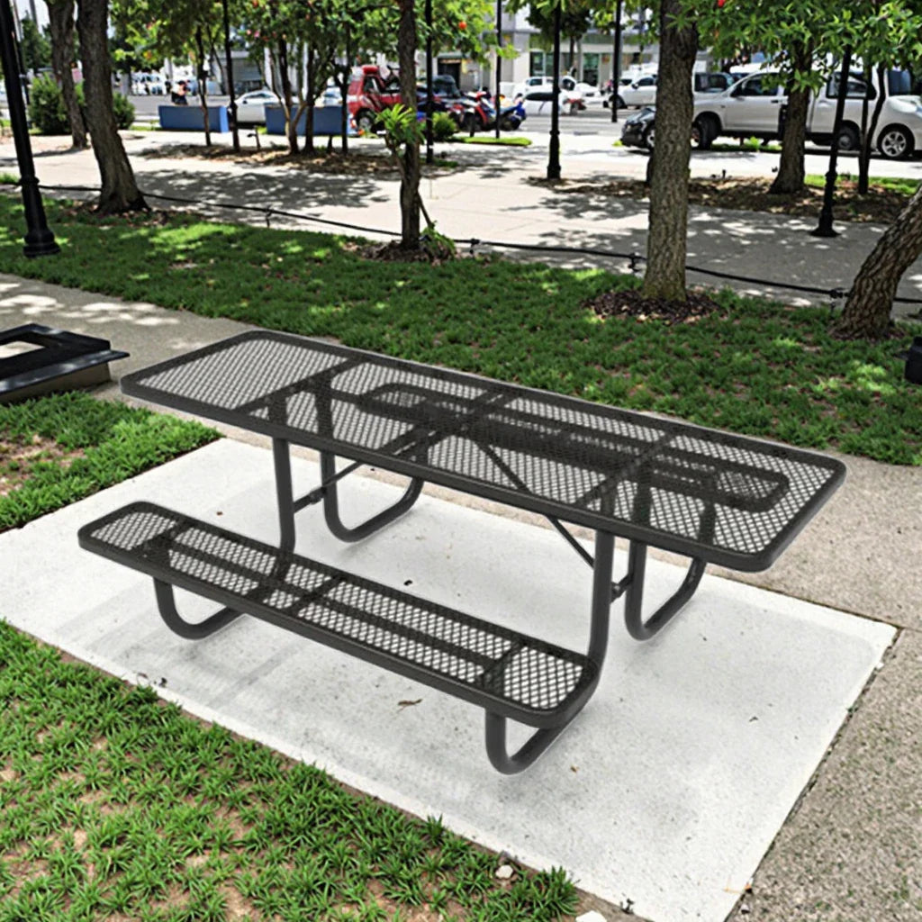 KTX-858387 Commercial Steel Picnic Table and Bench Set for Outdoor Dining and Events