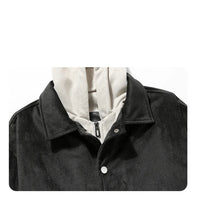 HKM-127955 Fashion Man Coat Casual Oversized Sports Design Long Canvas Jacket Zipper Closure Suede Jacket Man