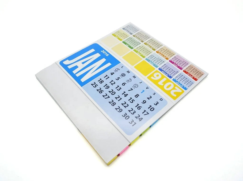 KTX-458835 Desktop Calendar with Sticky Notes and Flags, Soft Cover, 13 Sheets, Varnished Design