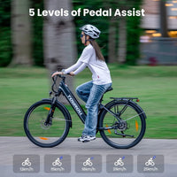 250W 27.5in 25KM/H 100km Range Touroll J1 ST Trekking Bike with Mechanical Disc Brake & E-Brake