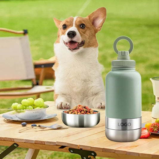 HKM-879443 Insulated 32oz Stainless Steel Pet Feeder and Travel Water Bottle for Dogs