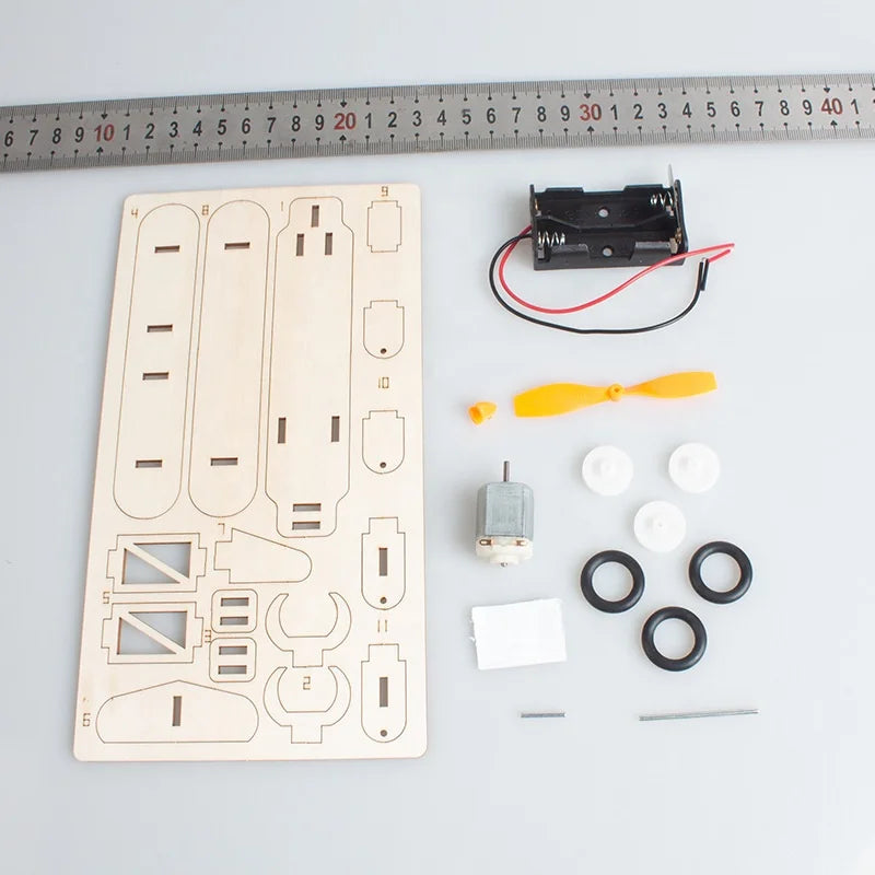 KTX-778771 DIY Electric Motor Biplane Glider Model Kit for Kids - STEM Educational Building Project