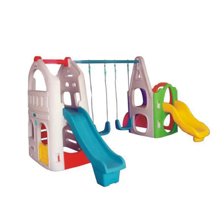 KTX-954963 Kids Outdoor Plastic Playhouse and Slide for Backyard Fun