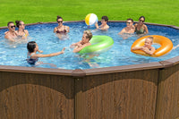 HKM-618963 Large Round Above Ground Family Swimming Pool Set - 5.49 m x 1.32 m Outdoor Portable Design
