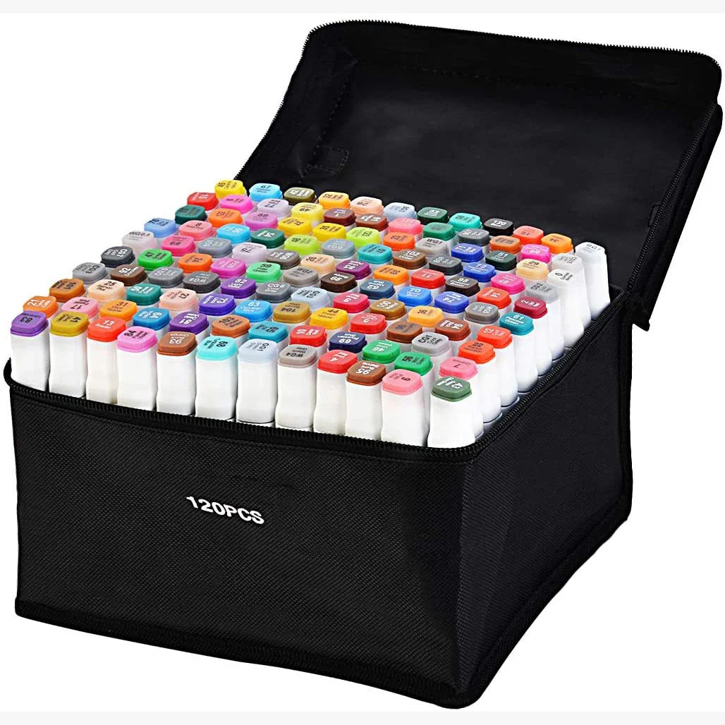 KTX-853203 120-Colour Alcohol-Based Dual Tip Permanent Marker Pen for Creative Design