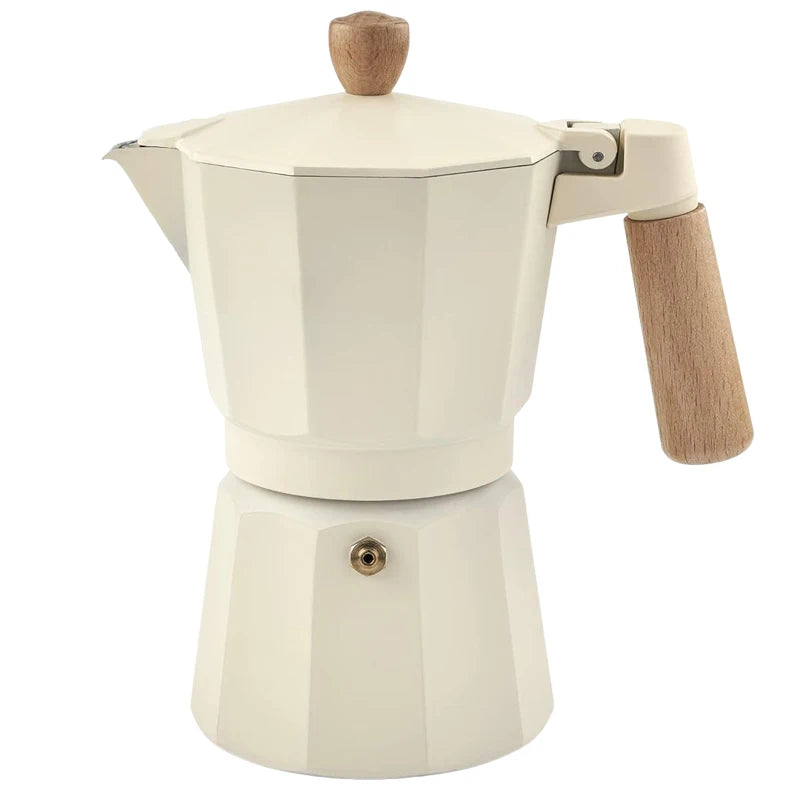 Quality Wooden and Aluminum Stovetop Espresso Maker Stylish Espresso Moka Pot for Classical Taste Italian Coffee Enthusiast