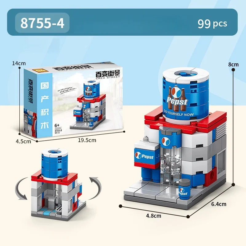 KTX-636179 8-in-1 Mini City Street View 3D Building Block Set for Kids