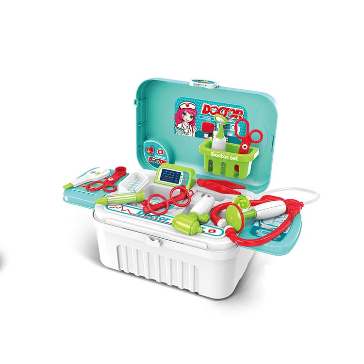 KTX-652307 3-in-1 Kitchen and Medical Tool Set for Pretend Play with Makeup and Utensils in Suitcase