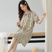 HKM-329171 New Design Plus Size Spring and Autumn Cotton Nightdress Loose Casual Pregnant Women Long Skirts