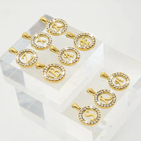 HKM-904339 Fashion 18k Gold Plated Chain Letter Shell Necklace Waterproof Stainless Steel Initial Pendant Necklace with Zircon Rhinestone