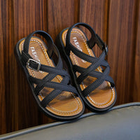 HKM-493011 Summer New Girls' Sandals with Soft Non-Slip Bottom Hot Style Unique Textured Beach Sandals for Children