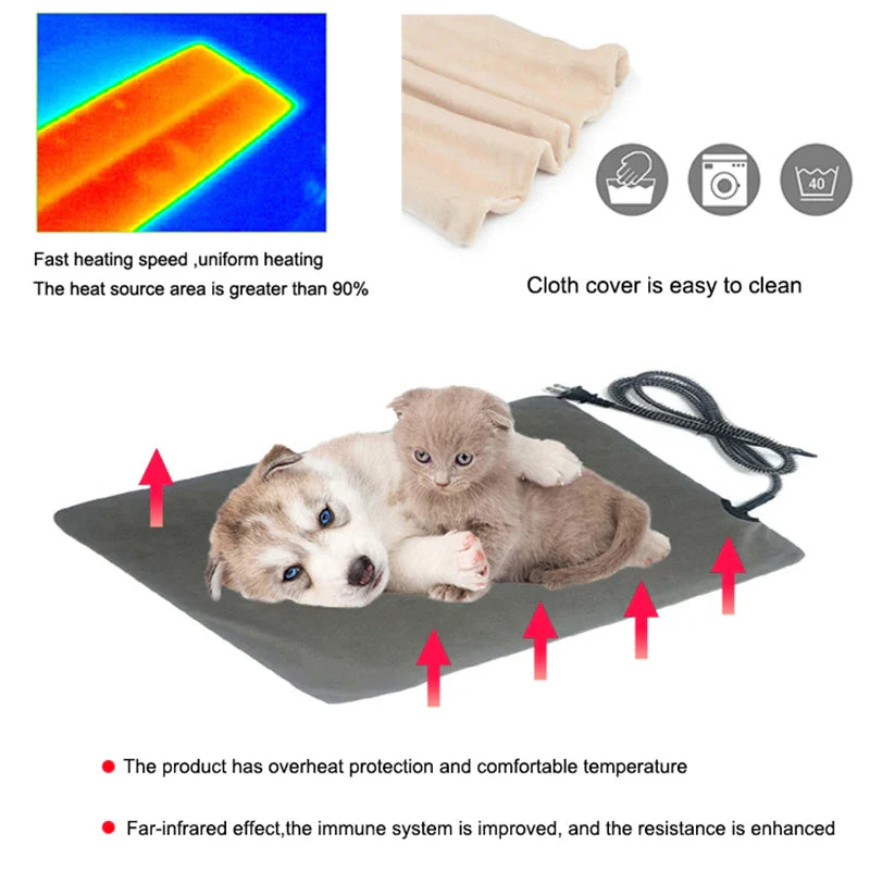 HKM-652371 Waterproof Anti-Bite Pet Heating Pad with Thermostat and Timer, Available in Multiple Sizes