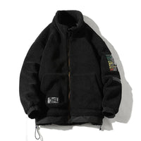 HKM-472595 Men's Casual Lamb Wool Cotton Coat Winter Blouson With Single Breasted Closure Loose and Warm Canvas Clothing