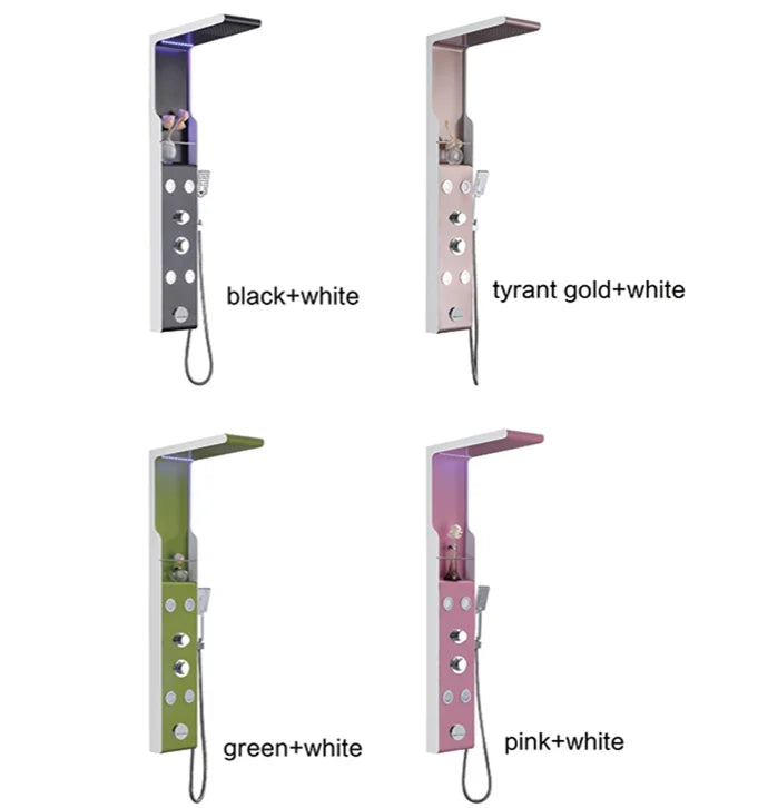 KTX-605459 Stainless Steel Wall Shower Panel with Waterfall Feature, Cold & Hot Water Control, Model YL5503