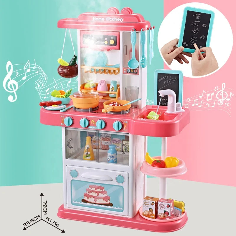 KTX-015123 Children's Kitchen Playset with Spray and Circulating Water, 72Cm Cooking Toy for Ages 2-13