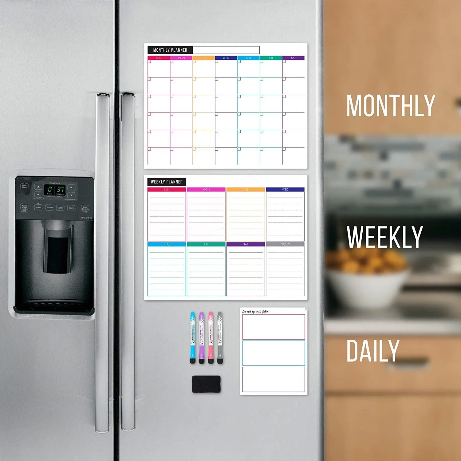 KTX-409107 Magnetic Weekly and Daily Calendar for Refrigerator Organiser