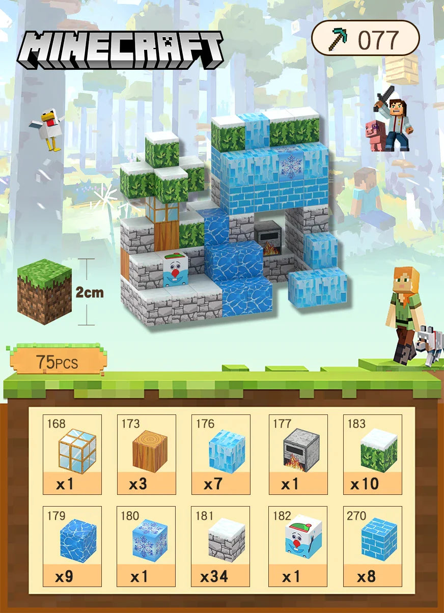 KTX-684755 Magnetic Building Block Cube Set for Kids - DIY Educational Sensory Game with Over 500 Accessories