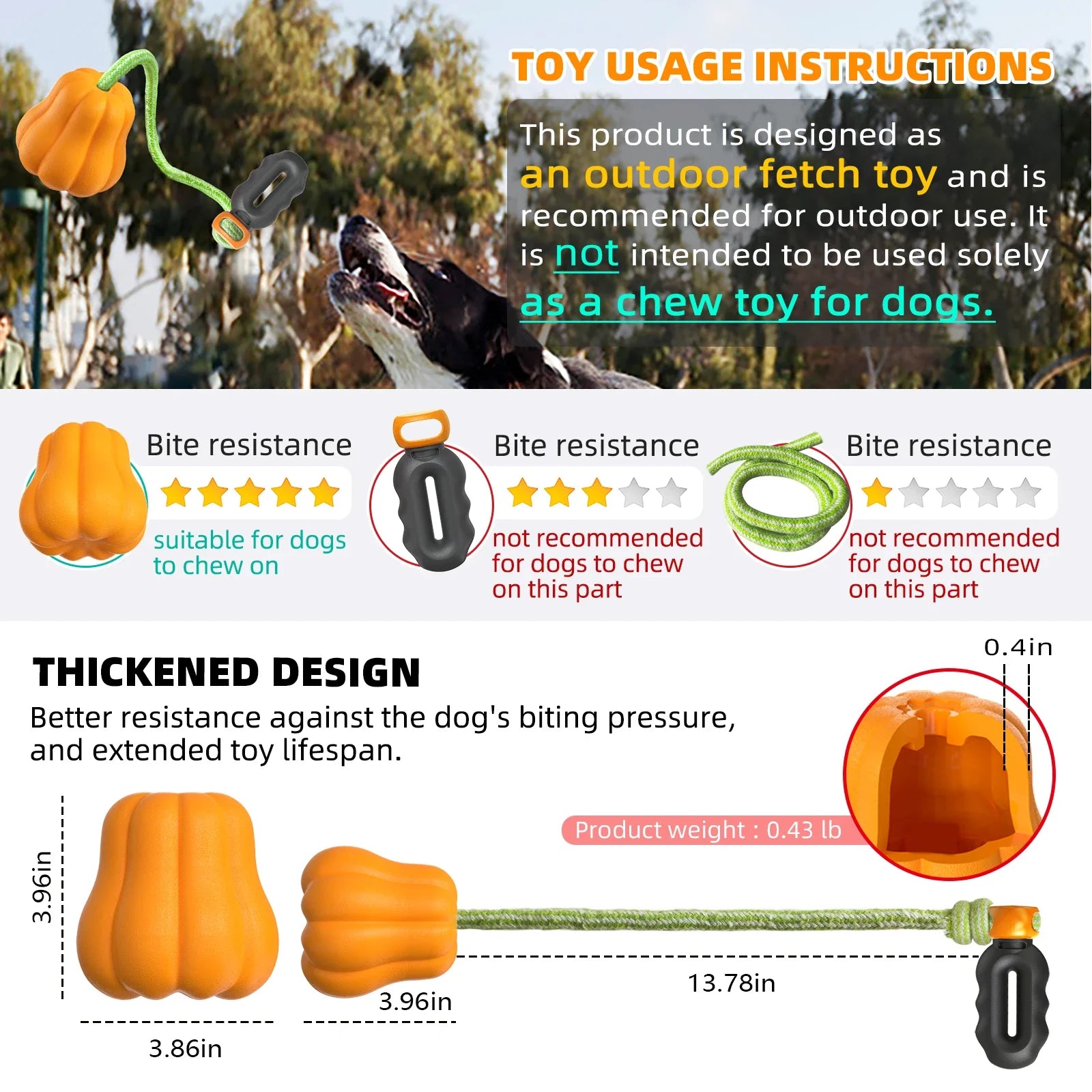 HKM-635411 Indestructible Pumpkin Shaped Rubber Dog Chew Toy for Aggressive Chewers