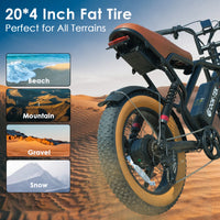 Fat Tire Electric Bike New Design S8 Model 20inch Bike 48V 17.5AH for Adult 1000W Powerful Motor USA Warehouse City E Bikes