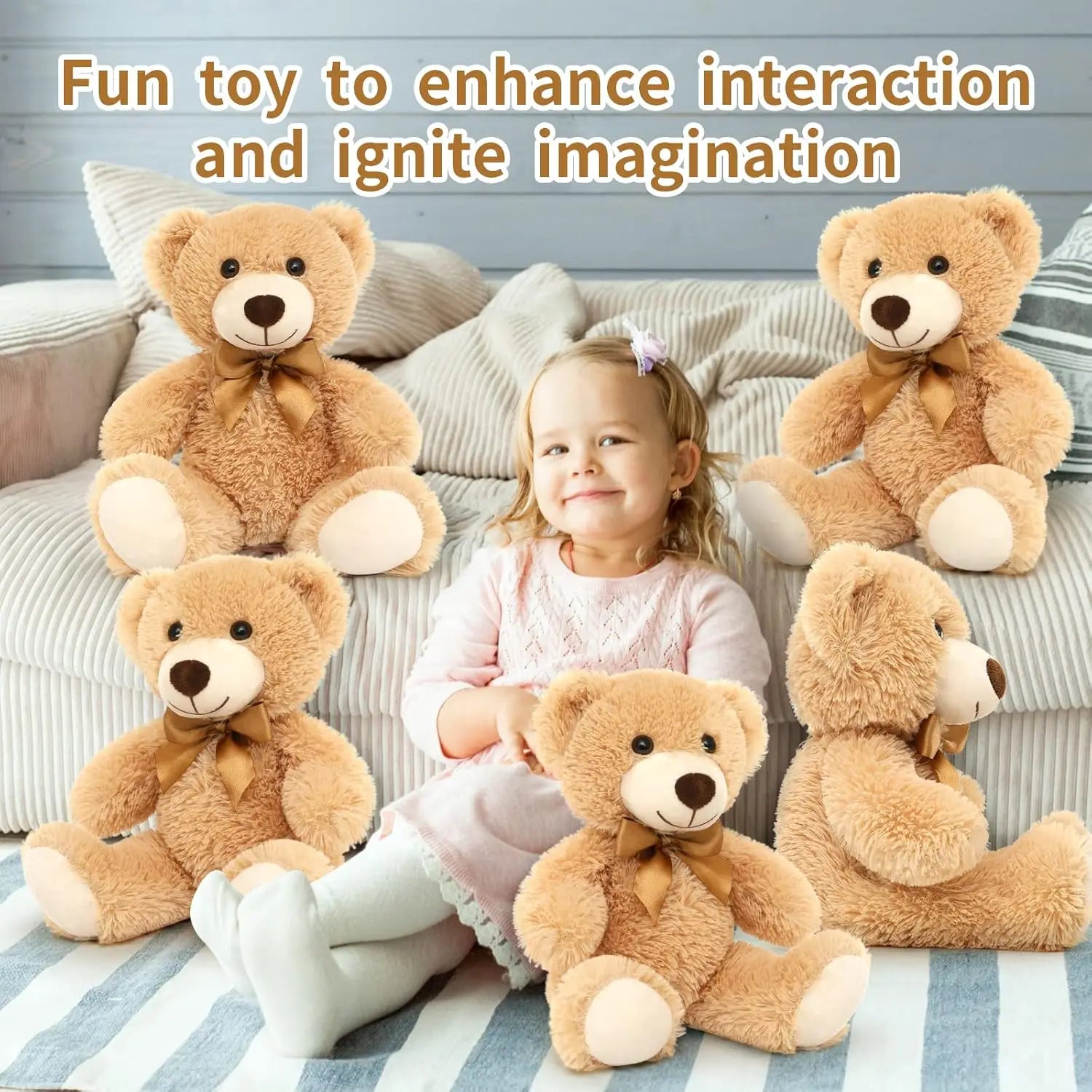 KTX-080595 14-Inch Light Brown Plush Stuffed Animal Teddy Bear for Baby Showers and Kids' Gifts