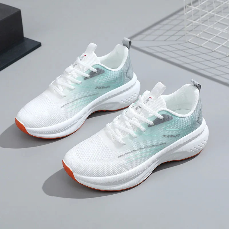 HKM-983379 K2506 New Women's Shoes Summer Mesh Shoes Breathable Thick Sole Elevated Casual Sports Women's Shoes