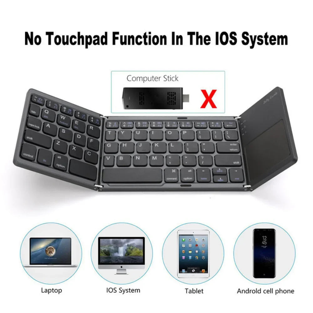 HKM-330195 Portable Mini Foldable Wireless Keyboard with Touchpad for Windows, Android, iOS Devices