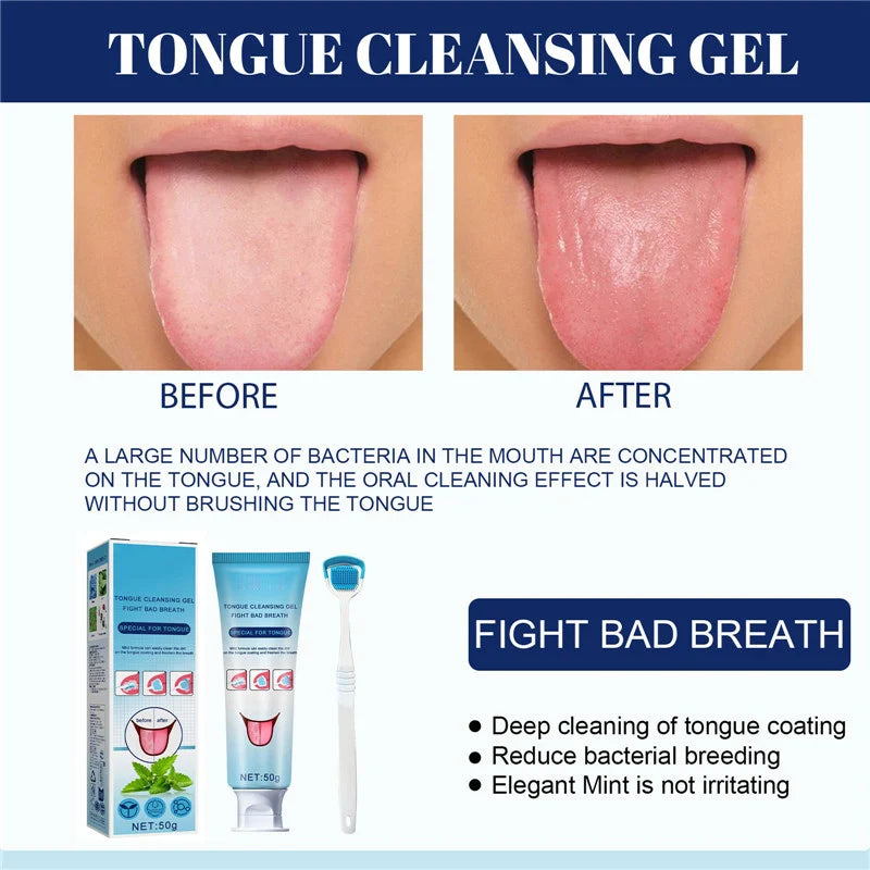 HKM-766291 Tongue Cleaner with Deep Cleaning Gel and Brush for Oral Health and Bacterial Reduction