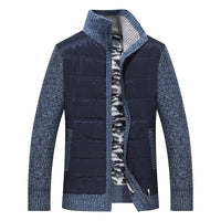 HKM-112147 Men's Customized Sweater Jacket Winter Padded Thickened Jacket Casual Standing Collar Knitted Pullover