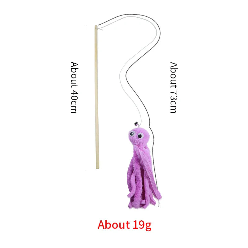 HKM-948435 Interactive Cat Teaser Wand Toy with Plush and Ribbon, 40cm