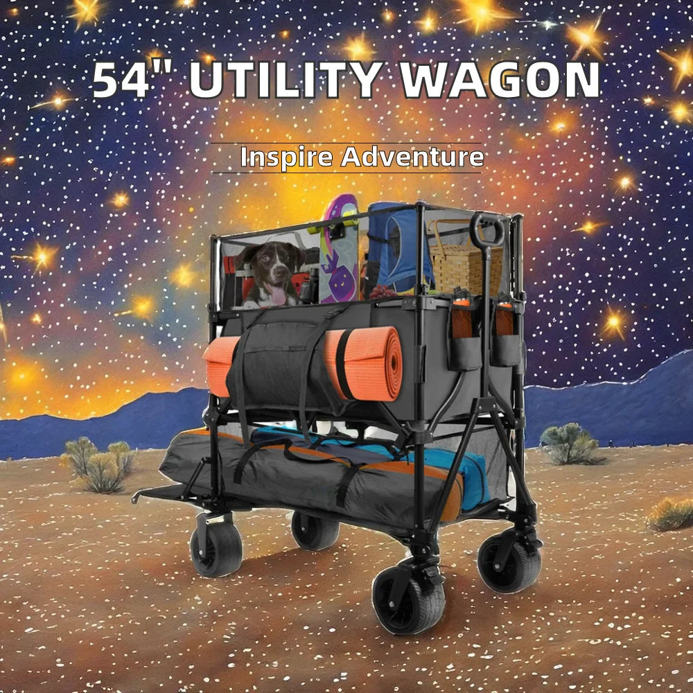 HKM-157907 Collapsible Stainless Steel Sports Wagon for Outdoor Utility and Travel