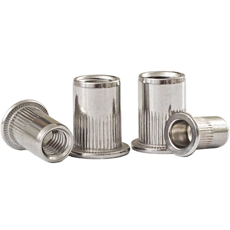KTX-869907 M4 M10 Stainless Steel Blind Rivet Nuts, B8/B8M/B8T, Polished Flat Head, Metric Sizes