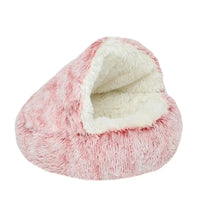 HKM-686291 Cozy Soft Round Pet Sleeping Nest for Indoor Cats and Kittens - Winter Warm Bed with Non-Slip Base