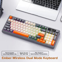 HKM-166355 Wireless 100-Key Mechanical Feel Keypad with Battery Level Display and Type-C Rechargeable 2000mAh, BT-Compatible